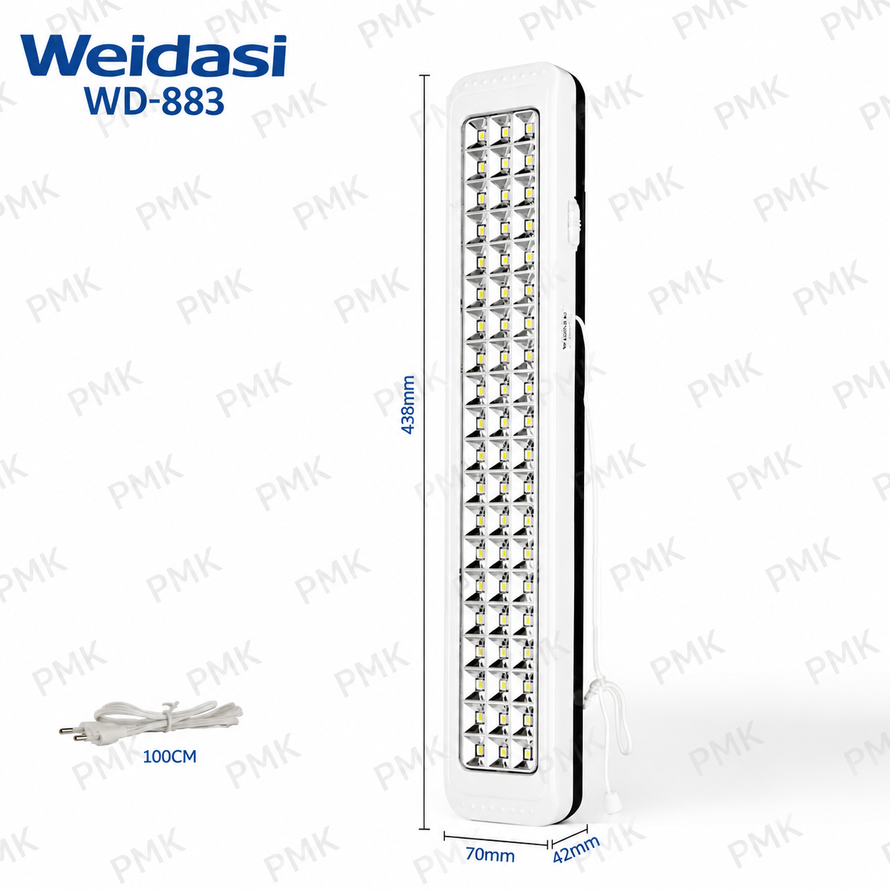چراغ اضطراری ویداسی مدل WD-883 رنگ سفید مهتابی