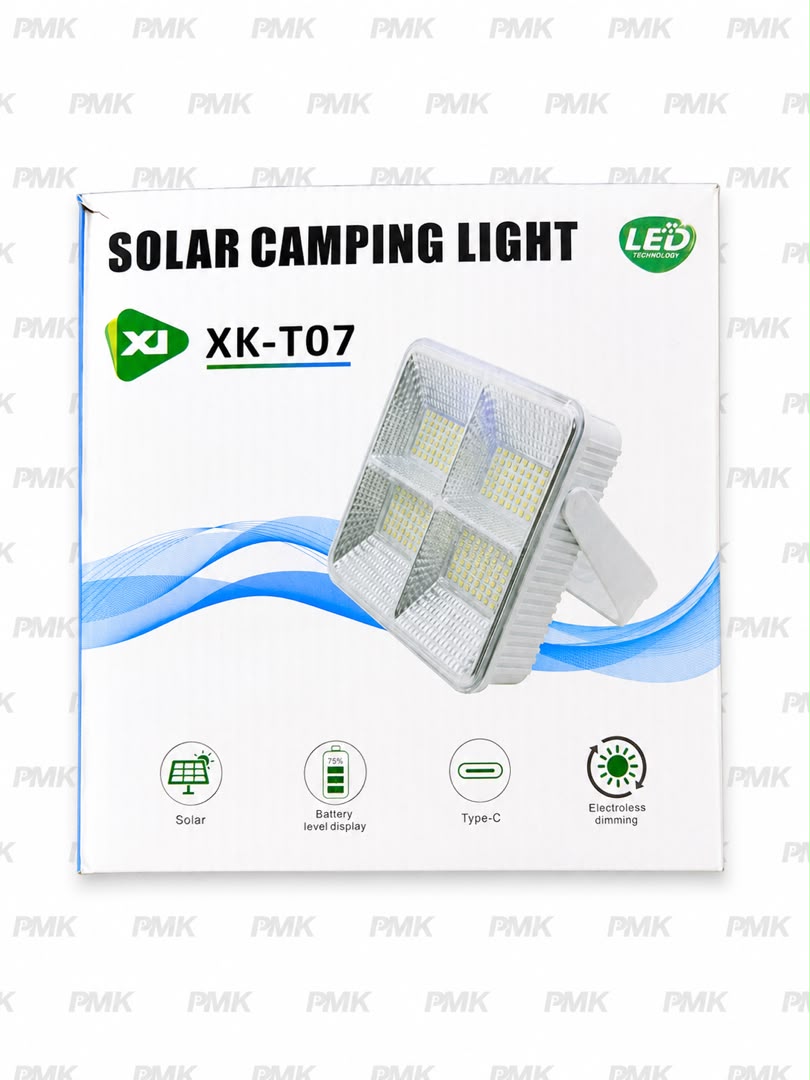 پرژکتور شارژی خورشیدی 4 باتری قابل تعویض با پنل تاشو مدل XK-T07