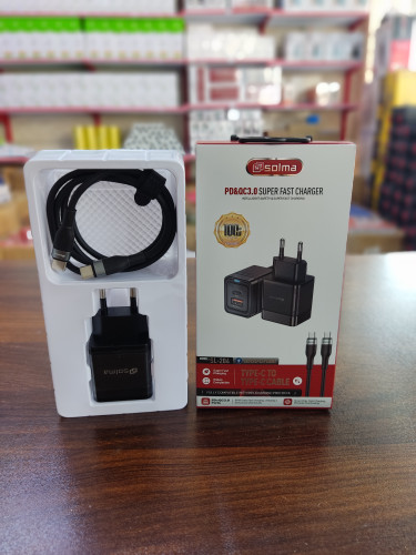 شارژ با کابل دو سر تایپ سی و یک خروجی USB برند سولما